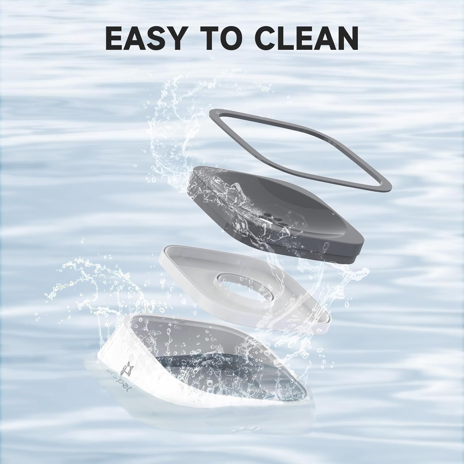 Travel Bowl 35Oz 1L No Spill Dog Cat Bowl anti Slip Water Dispenser | 35Oz 1L Base Model, Floating Disk Slow Drink, Dual Spill Proof, anti Slip, Car Home Use, Dishwasher Safe, Grey, Dog Cat