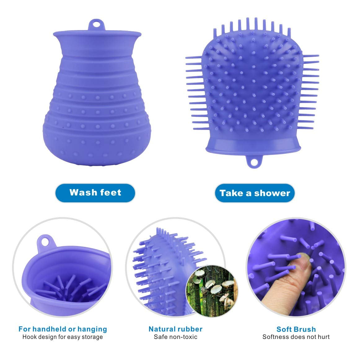 Dog Paw Cleaner Cup with Towel - Portable Pet Foot Washer and Grooming Brush for Dogs and Cats (Purple)