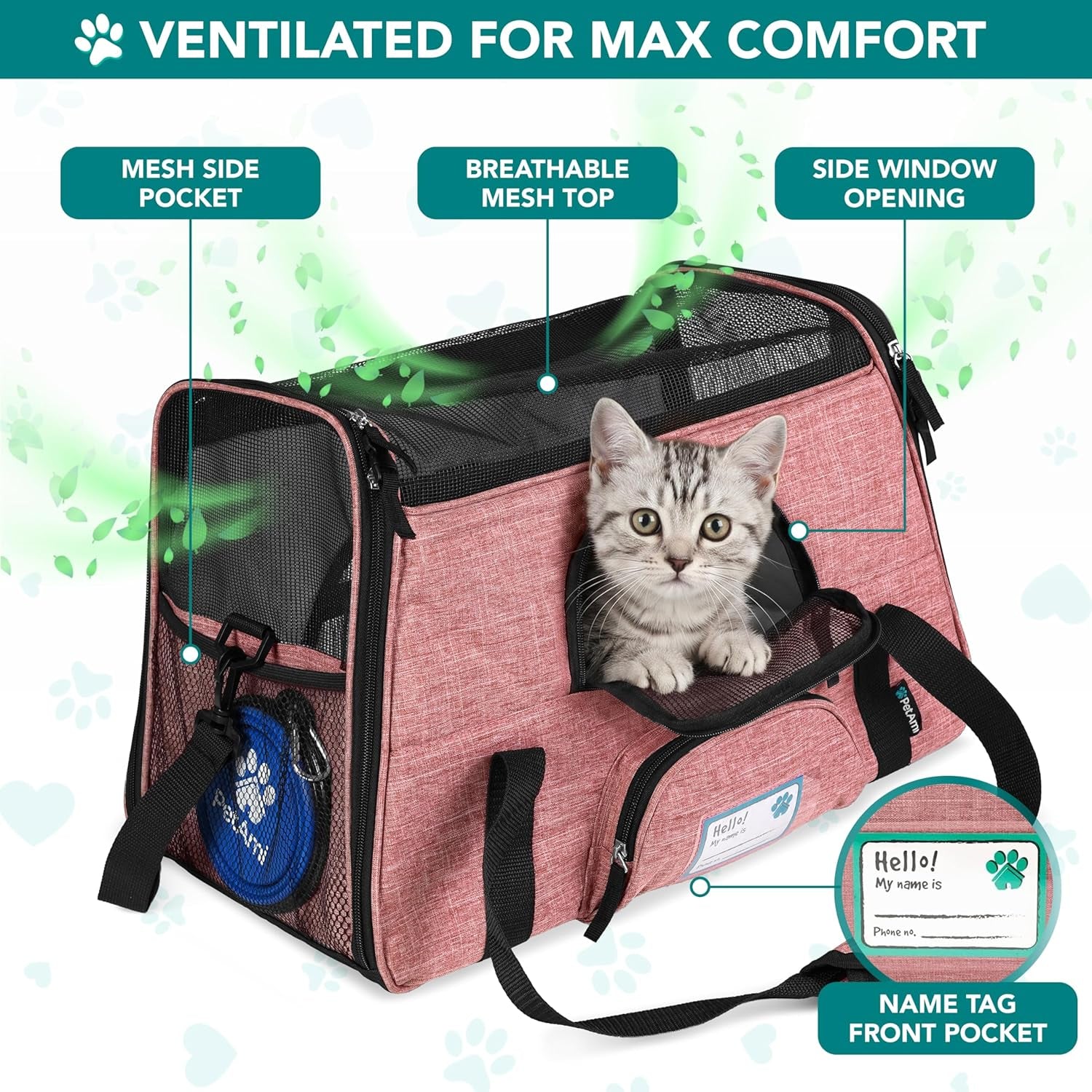 Airline Approved Pet Carrier Cat Small Dogs, Small Heather White Red | Soft Sided TSA Travel Bag, Sherpa Bed, Breathable Mesh Ventilation, Collapsible Bowl, Fits under Seat, up to 18 Lbs