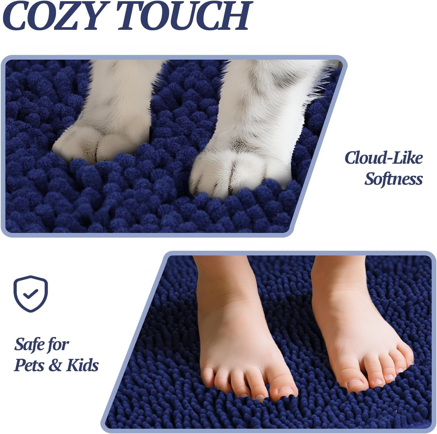 Dog Door Mat Absorpmax Dog Mat for Muddy Paw, 31 × 20", Navy Blue | Mud Rug with Non Slip Backing for Indoor & Outdoor, Washable Soft Chenille anti Mud Waterproof