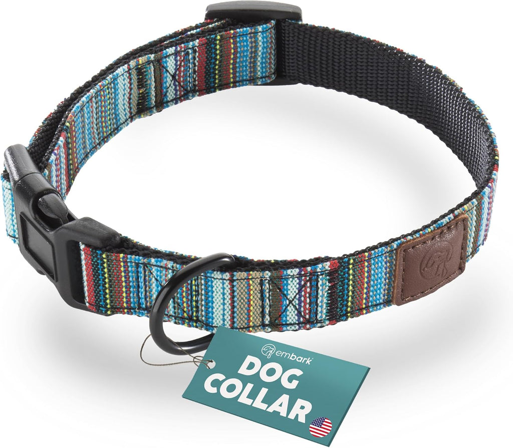 Embark Dog Collar - Adjustable Heavy Duty Outdoor Pet Training Collar | Built with Durable Waterproof Nylon, a Heavy Duty D-Shape Leash Attachment Hook, and an Adjustable Strap - BOHO