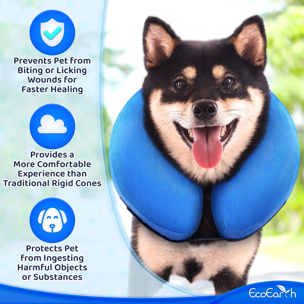 Inflatable Dog Cone (Medium), after Surgery Anti-Bite Lick Wound Soft & Comfortable Protective Collar for Cats & Dogs by