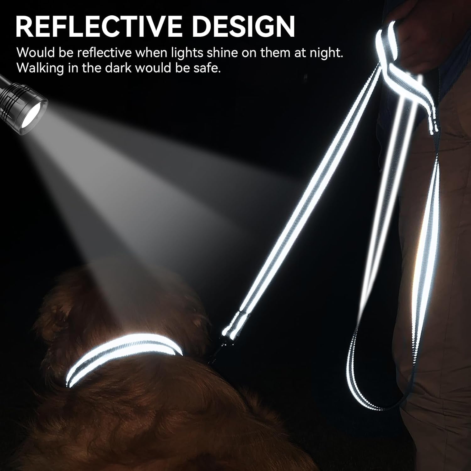 Reflective Dog Leash for Small Dogs, 5 FT X 3/4", Gray | Heavy Duty Nylon Webbing, Padded Handle for Comfort, Visible at Night, for Walking & Training