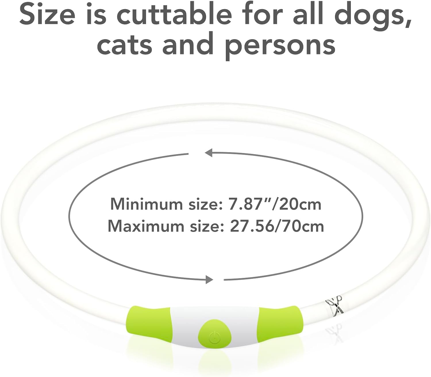 Light up Dog Collar, USB Rechargeable LED Glow Necklace, Cyan | Waterproof IP67, Cut-To-Fit TPU, 360° Night Safety, Pet Visibility Light, Camping & Walking, Fits Small-Large Dogs