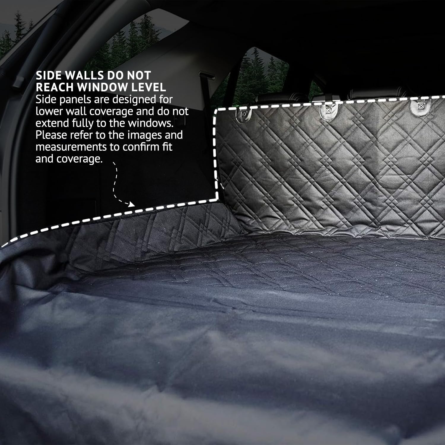 Bulldogology SUV Cargo Liner for Dogs 55"X82" Heavy Duty Pet Trunk Cargo Cover Area - Trunk Cover Car Protector for Dogs Waterproof Nonslip Mat - Dog Cargo Liner Suvs Vans Cars (Large, Black)