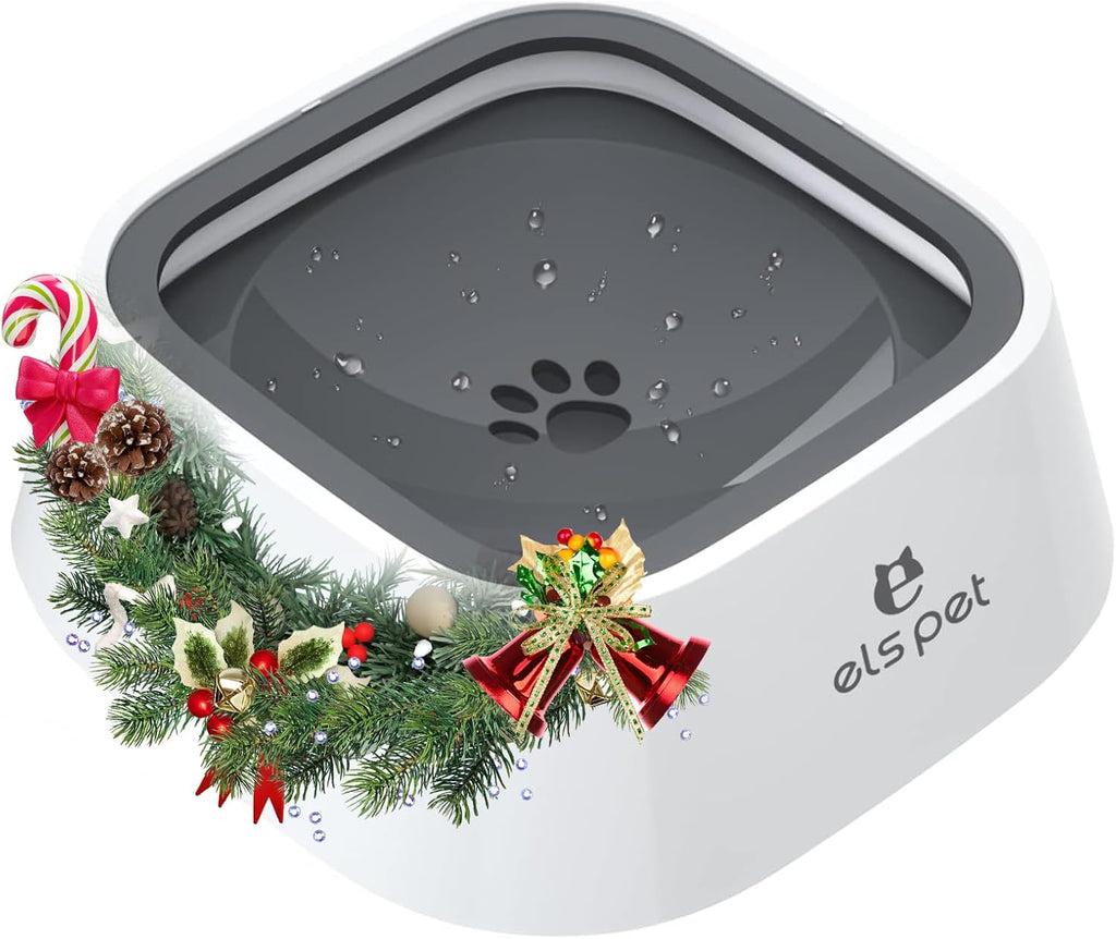 Travel Bowl 35Oz 1L No Spill Dog Cat Bowl anti Slip Water Dispenser | 35Oz 1L Base Model, Floating Disk Slow Drink, Dual Spill Proof, anti Slip, Car Home Use, Dishwasher Safe, Grey, Dog Cat