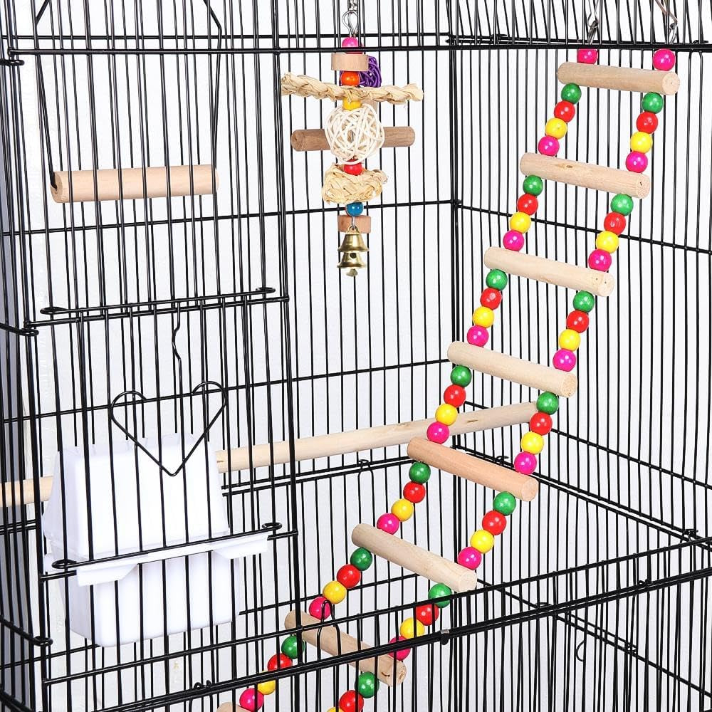 Yaheetech 39" Roof Top Flight Cage with Toys, Wrought Iron Bird Cage for Cockatiels, Conures, Lovebirds, Budgies & Small Birds