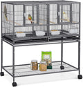 Yaheetech 41.5" Stackable Divided Breeder Breeding Parakeet Bird Cage for Canaries Cockatiels Lovebirds Finches Budgies Small Parrots with Rolling Stand, Black