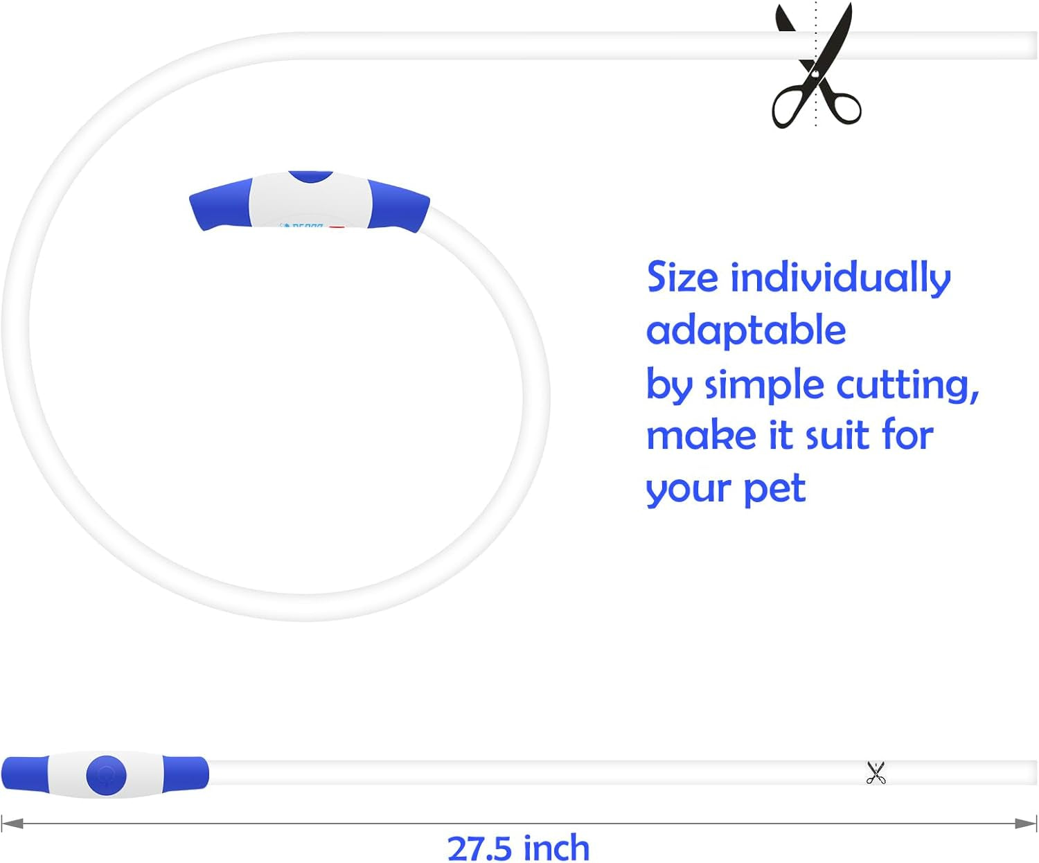 Light up Dog Collar,  USB Rechargeable Led Flash Dog Necklace | Pet Safety Collar Makes Your Beloved Dogs Be Seen at Night for Small Medium Large Dogs( Blue)