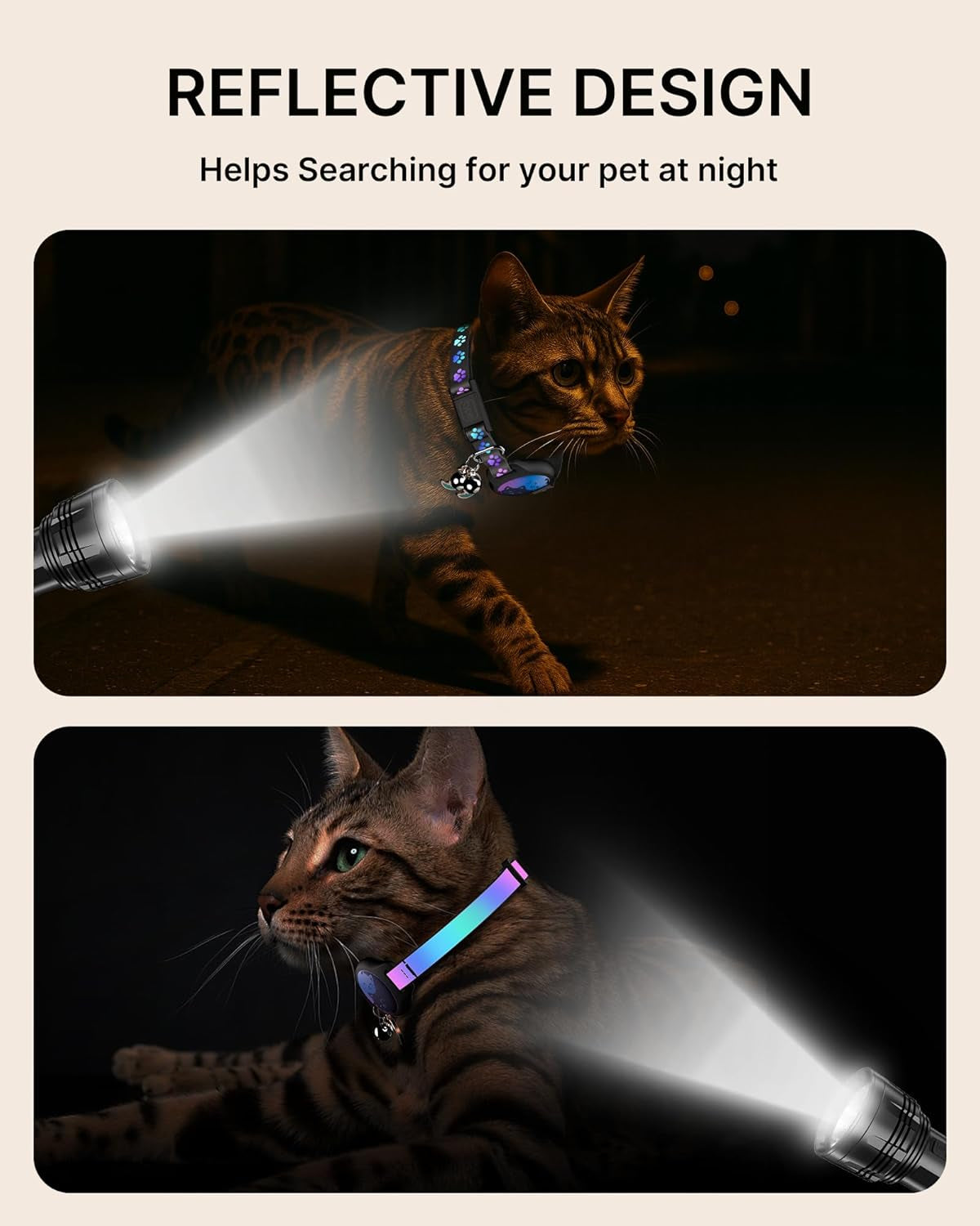 Airtag Cat Collar Breakaway, 2 Pack Cat Collar with Apple Airtag Holder | Reflective Waterproof Cat Collar with Bell, Easy Tracker with Airtag Collar, Adjustable 8-12In Lightweight & Comfortable