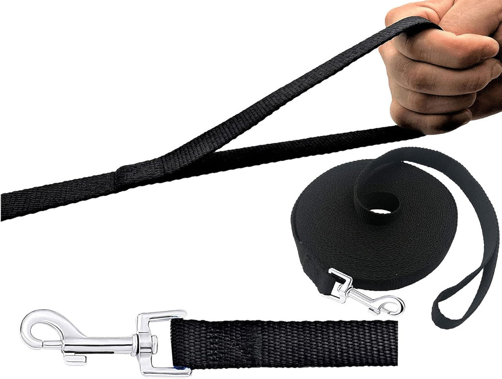 15Ft 20Ft 30Ft 40Ft 50Ft Long Dog/Puppy Lead Obedience Recall Training Dog Leashes for Small Medium Dogs Camping, Training, Play, or Backyard (20 FT, Black)