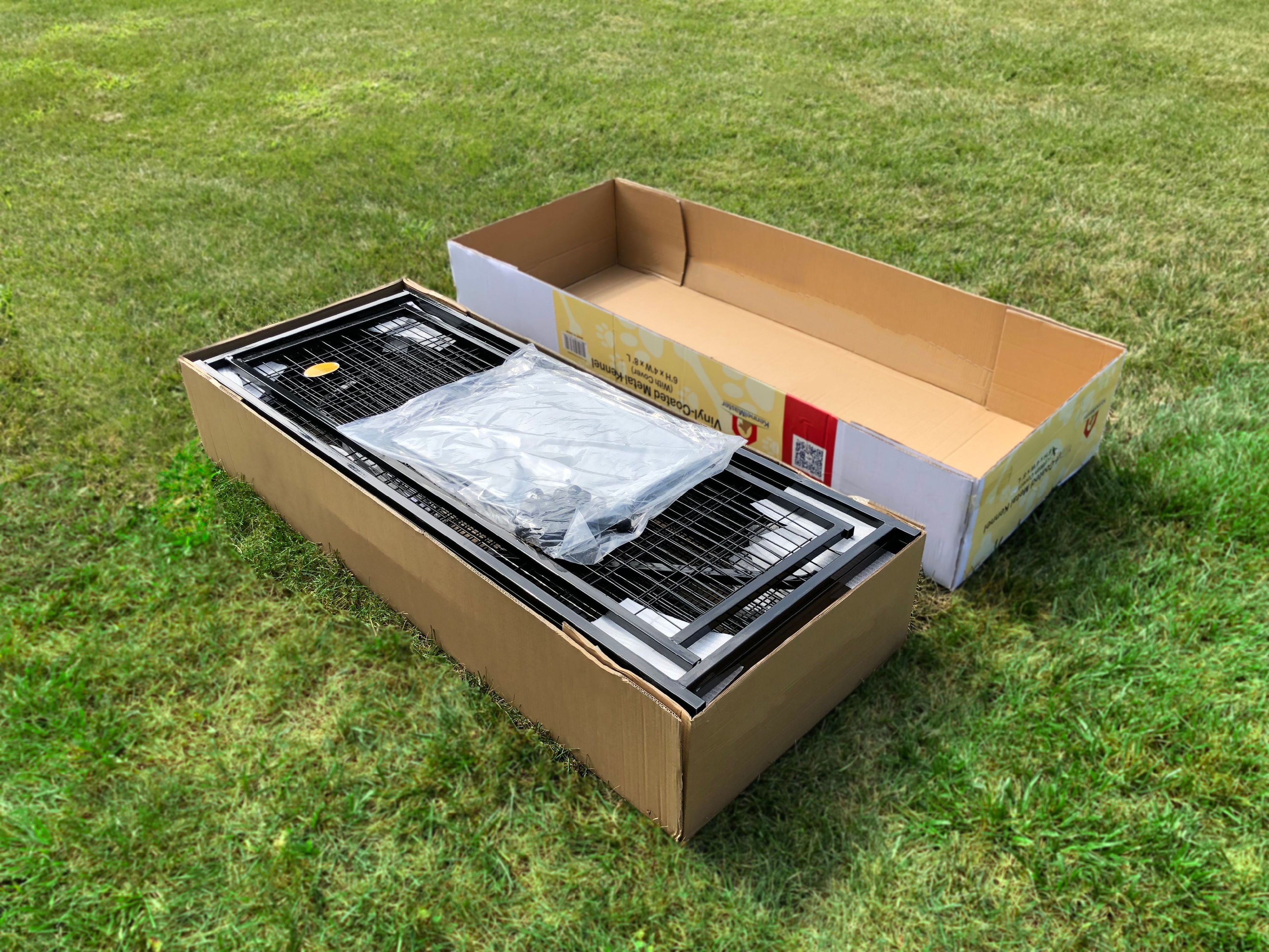 Welded Wire Dog Kennel with Waterproof Cover, Black 8 Ft X 4 Ft X 6 Ft for Indoor & Outdoor Use