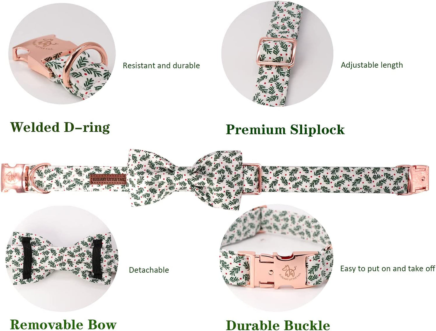 Christmas Dog Collar, Pet Collar Soft with Comfy Bowtie Dog Collars Holiday Adjustable Pet Gift Collars for Small Medium Large Dogs