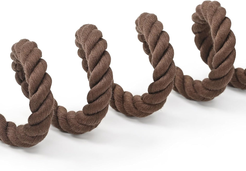 Dog Leash Braided Cotton Rope with Leather-Reinforced Ends | Rust-Proof 360° Swivel Clasp, Heavy-Duty for Medium/Large Dogs. Great for Weddings, Daily Walks (4 FT, 1/2", Dark Brown)