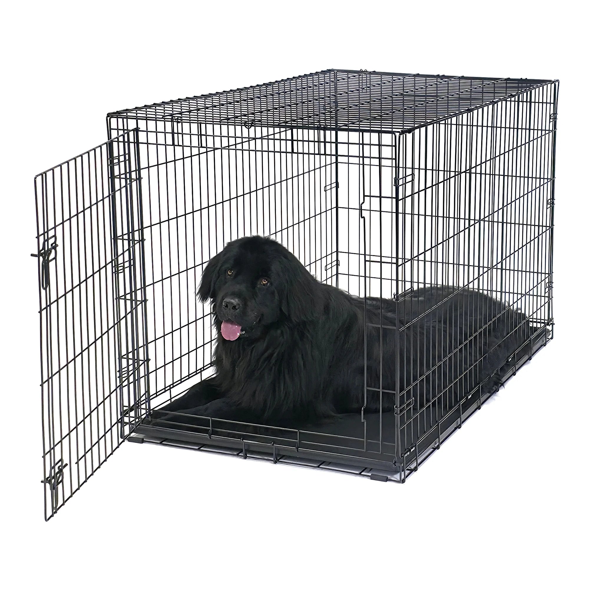 Foldable 48" Wire Crate for Dogs with Divider and Leak-Proof Tray