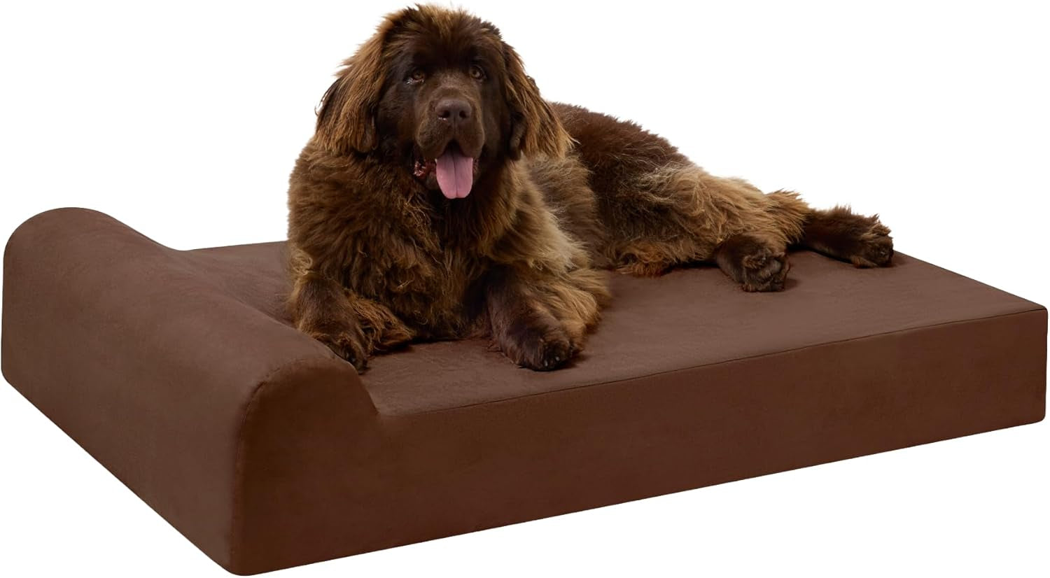 Barker Beds XL Orthopedic Dog Bed - 7" Pillow Top with Headrest - 75-120 Lbs - Memory Foam for Joint Pain & Arthritis - Vet Recommended, Washable Cover - Made in USA - 52"X36"X7" - Chocolate